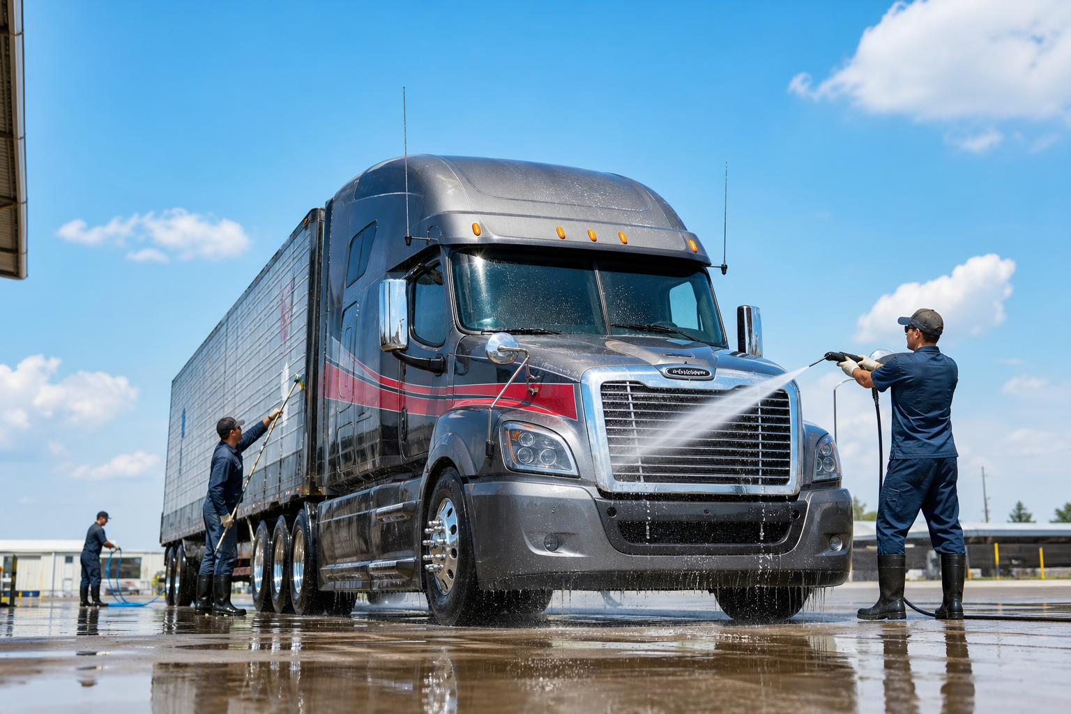 Pressure Washed Semi Truck