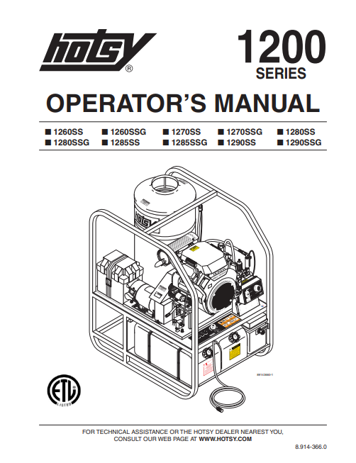 Hotsy 1200 Series Manual