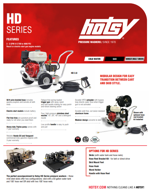 Hotsy HD Gas Product Sheet