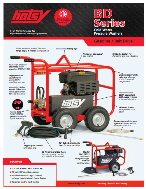 Hotsy BD Series Product Sheet