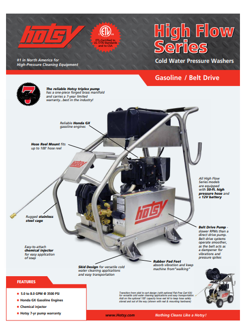 Hotsy High Flow Series Product Sheet