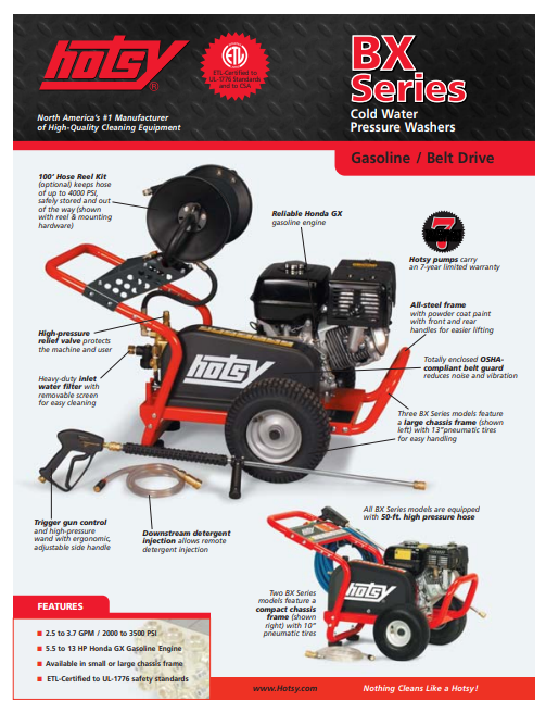 Hotsy BX Series Product Sheet